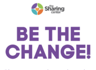 graphic that states "The Sharing Center....Be the Change!"